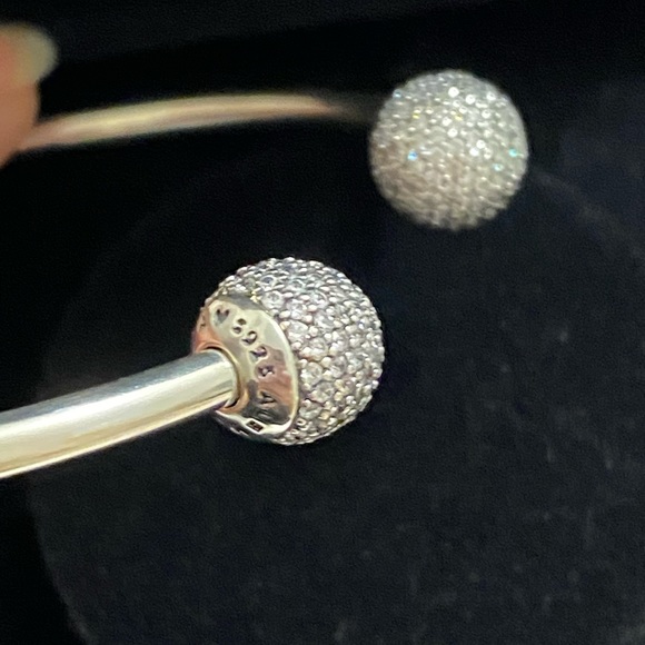 Pandora bangle pave ball with charm - Picture 4 of 5